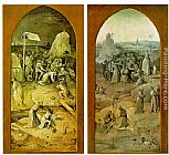 Anthony Canvas Paintings - Temptation of St. Anthony, outer wings of the triptych